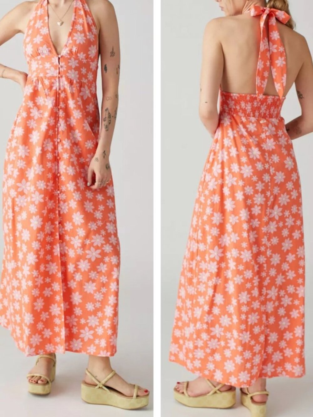 Billabong x Wrangler Hung Up Floral Halter Maxi Dress